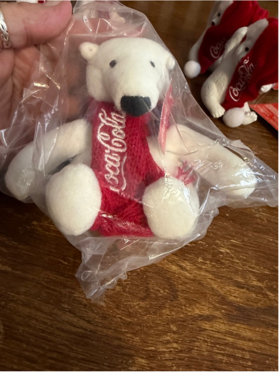 Lot 7 Coca-Cola Polar Bear Christmas Ornaments Sealed In Bags Tags CC1173 Coke